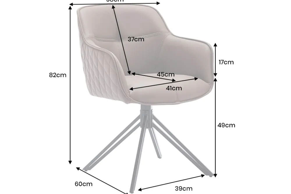 Riess-Ambiente Retro Möbel|Stühle > Drehbarer Design Stuhl EUPHORIA taupe Echtleder schwarz Metallgestell mit Armlehne