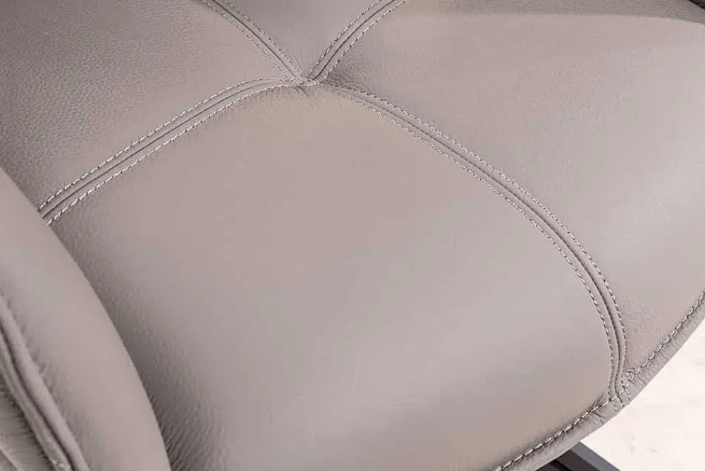 Riess-Ambiente Retro Möbel|Stühle > Drehbarer Design Stuhl EUPHORIA taupe Echtleder schwarz Metallgestell mit Armlehne
