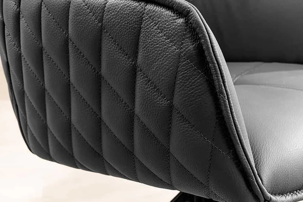 Riess-Ambiente Retro Möbel|Stühle > Drehbarer Design Stuhl EUPHORIA schwarz Echtleder Metallgestell mit Armlehne
