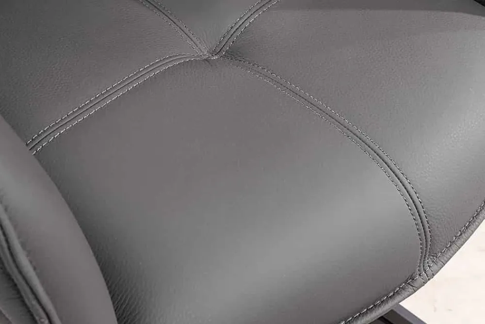 Riess-Ambiente Retro Möbel|Stühle > Drehbarer Design Stuhl EUPHORIA grau Echtleder schwarz Metallgestell mit Armlehne