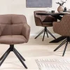 Riess-Ambiente Retro Möbel|Stühle > Drehbarer Design Stuhl EUPHORIA braun Echtleder schwarz Metallgestell mit Armlehne