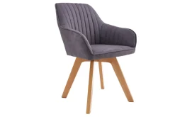 Riess-Ambiente Skandinavisch|Retro Möbel > Drehbarer Design Stuhl LIVORNO vintage grau Buchenholz Beine mit Armlehnen