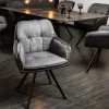 Riess-Ambiente Retro Möbel|Stühle > Drehbarer Design Stuhl MR. LOUNGER anthrazit grau Microfaser Flachgewebe mit Armlehne