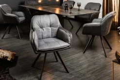Riess-Ambiente Retro Möbel|Stühle > Drehbarer Design Stuhl MR. LOUNGER anthrazit grau Microfaser Flachgewebe mit Armlehne
