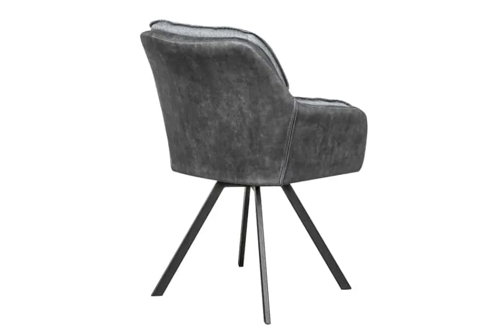 Riess-Ambiente Retro Möbel|Stühle > Drehbarer Design Stuhl MR. LOUNGER anthrazit grau Microfaser Flachgewebe mit Armlehne
