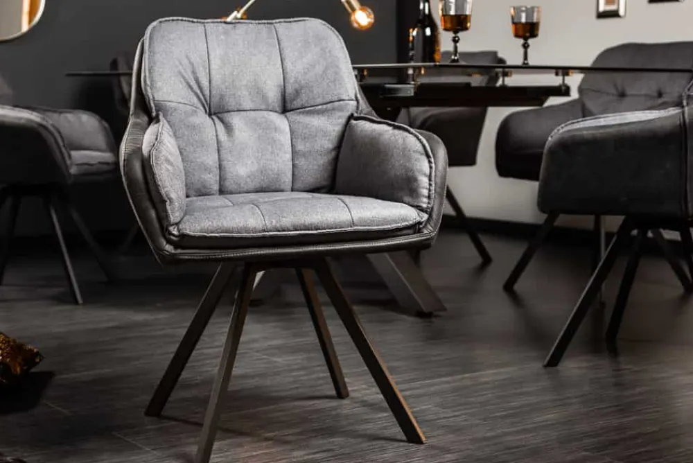 Riess-Ambiente Retro Möbel|Stühle > Drehbarer Design Stuhl MR. LOUNGER anthrazit grau Microfaser Flachgewebe mit Armlehne