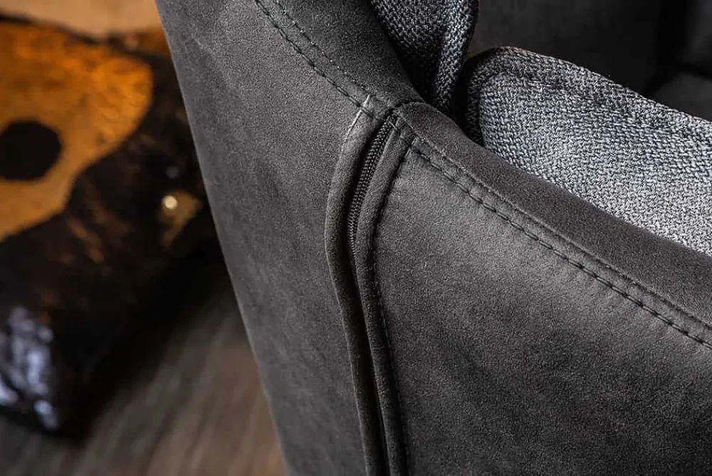 Riess-Ambiente Retro Möbel|Stühle > Drehbarer Design Stuhl MR. LOUNGER anthrazit grau Microfaser Flachgewebe mit Armlehne