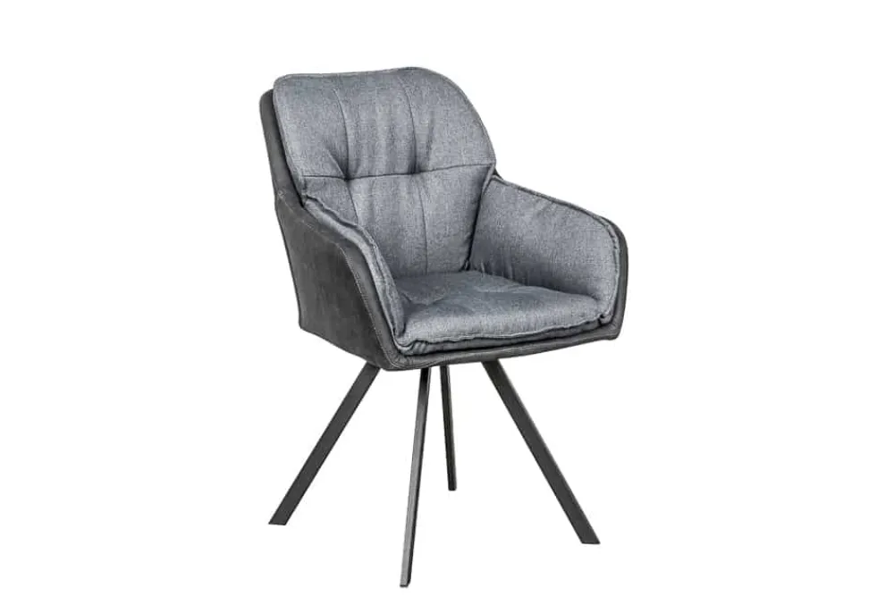Riess-Ambiente Retro Möbel|Stühle > Drehbarer Design Stuhl MR. LOUNGER anthrazit grau Microfaser Flachgewebe mit Armlehne