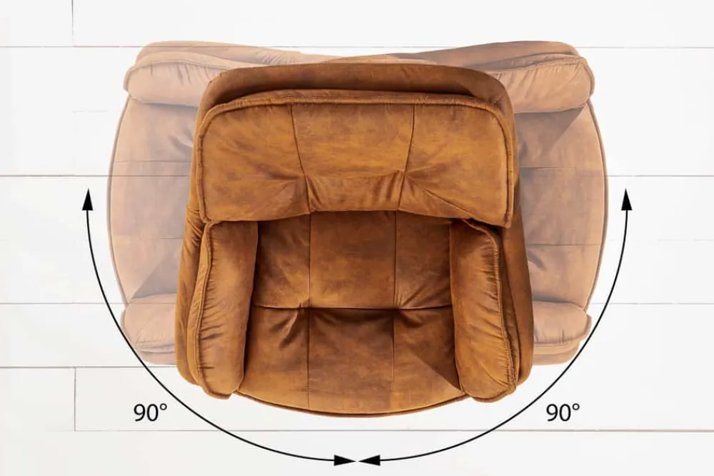 Riess-Ambiente Retro Möbel|Stühle > Drehbarer Design Stuhl MR. LOUNGER hellbraun Microfaser mit Armlehne Metall schwarz