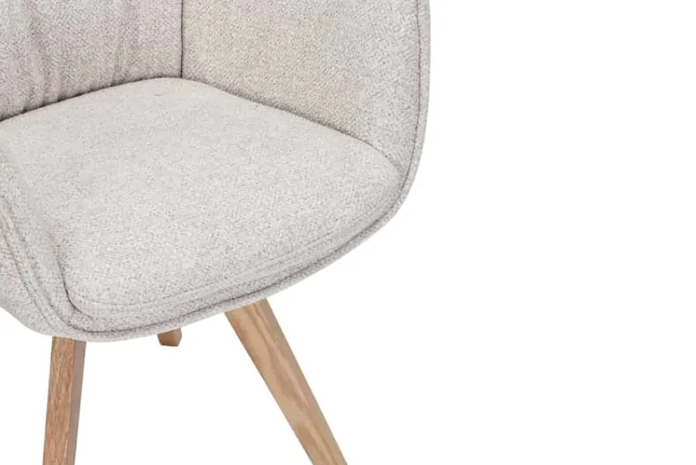 Riess-Ambiente Skandinavisch|Stühle > Drehbarer Design Stuhl VOGUE beige natur Strukturstoff Eichenholz 360° mit Armlehne
