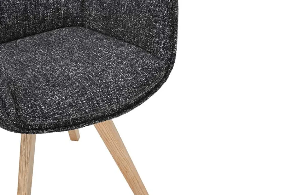 Riess-Ambiente Skandinavisch|Stühle > Drehbarer Design Stuhl VOGUE anthrazit natur Strukturstoff Eichenholz 360° mit Armlehne