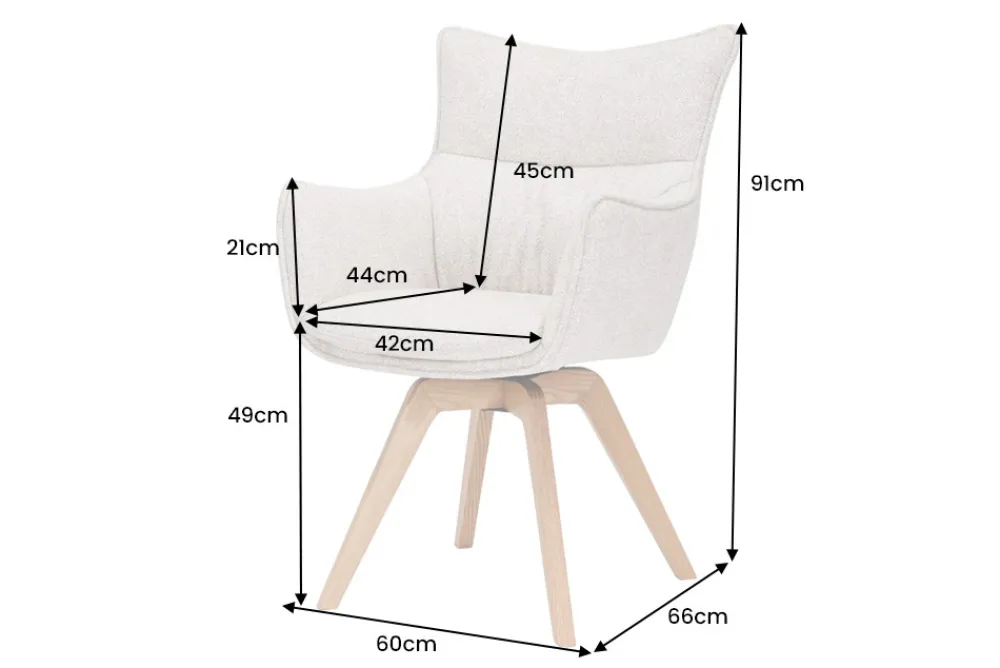 Riess-Ambiente Skandinavisch|Stühle > Drehbarer Design Stuhl VOGUE anthrazit natur Strukturstoff Eichenholz 360° mit Armlehne