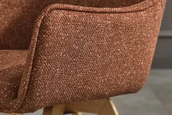 Riess-Ambiente Skandinavisch|Stühle > Drehbarer Design Stuhl VOGUE rost braun natur Strukturstoff Eichenholz 360° mit Armlehne