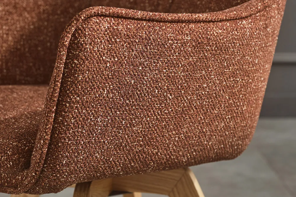 Riess-Ambiente Skandinavisch|Stühle > Drehbarer Design Stuhl VOGUE rost braun natur Strukturstoff Eichenholz 360° mit Armlehne