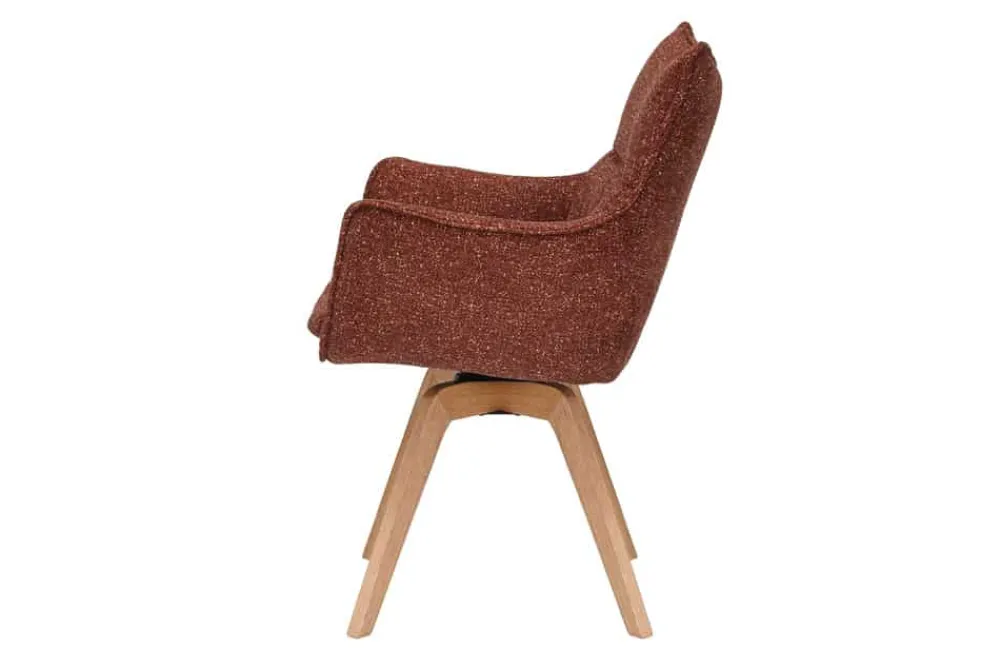 Riess-Ambiente Skandinavisch|Stühle > Drehbarer Design Stuhl VOGUE rost braun natur Strukturstoff Eichenholz 360° mit Armlehne