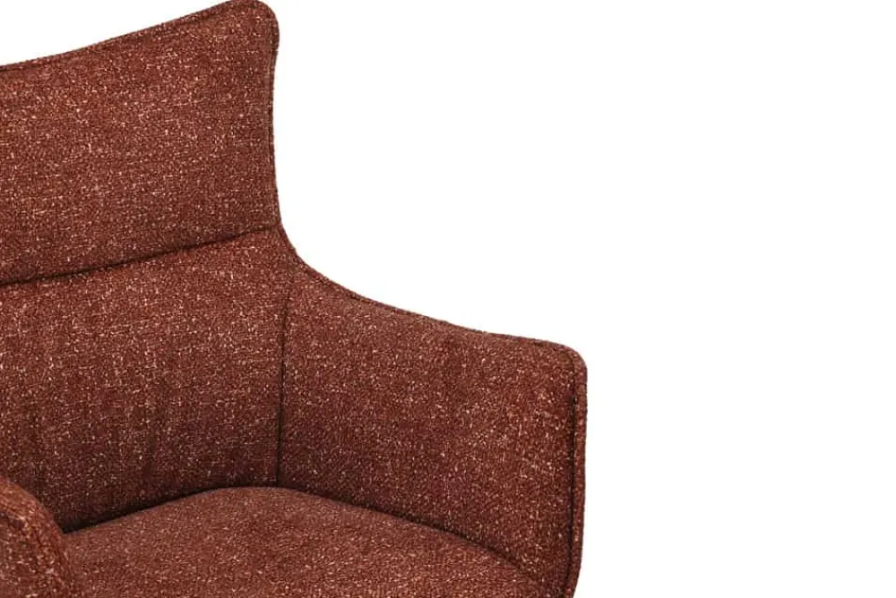 Riess-Ambiente Skandinavisch|Stühle > Drehbarer Design Stuhl VOGUE rost braun natur Strukturstoff Eichenholz 360° mit Armlehne