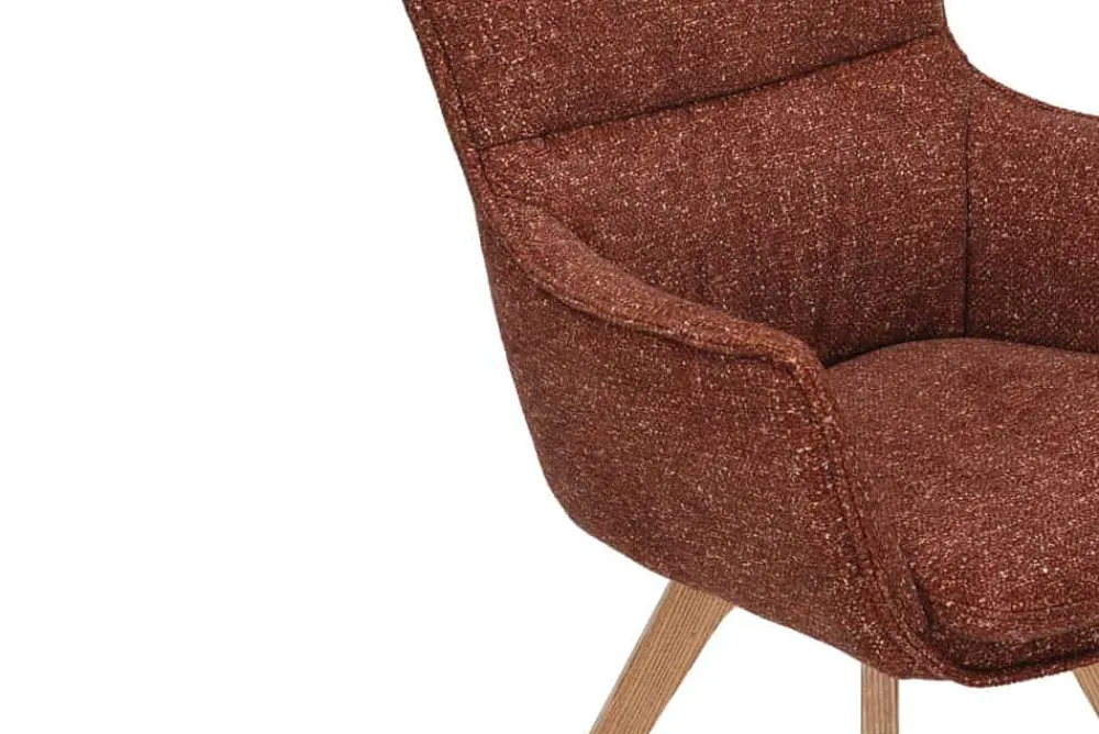 Riess-Ambiente Skandinavisch|Stühle > Drehbarer Design Stuhl VOGUE rost braun natur Strukturstoff Eichenholz 360° mit Armlehne