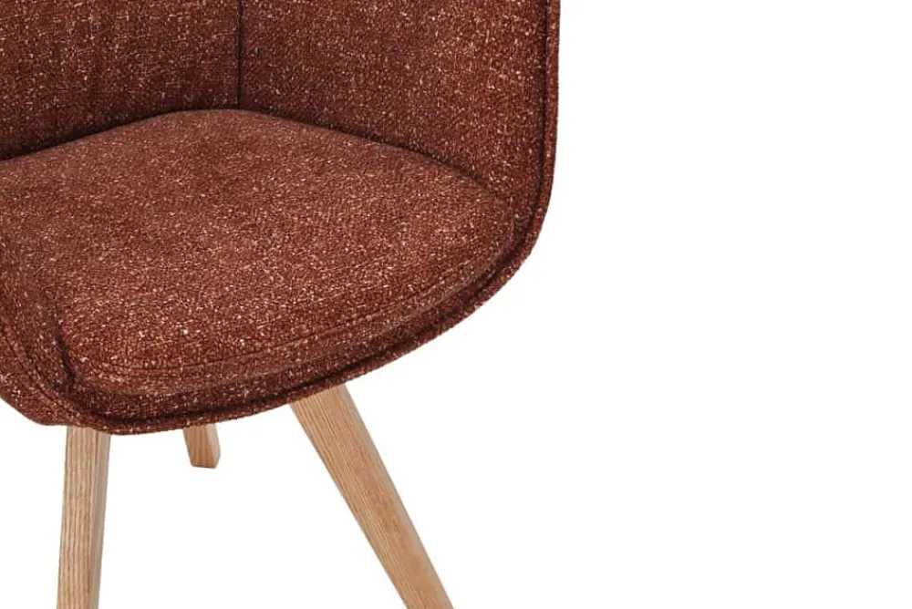 Riess-Ambiente Skandinavisch|Stühle > Drehbarer Design Stuhl VOGUE rost braun natur Strukturstoff Eichenholz 360° mit Armlehne