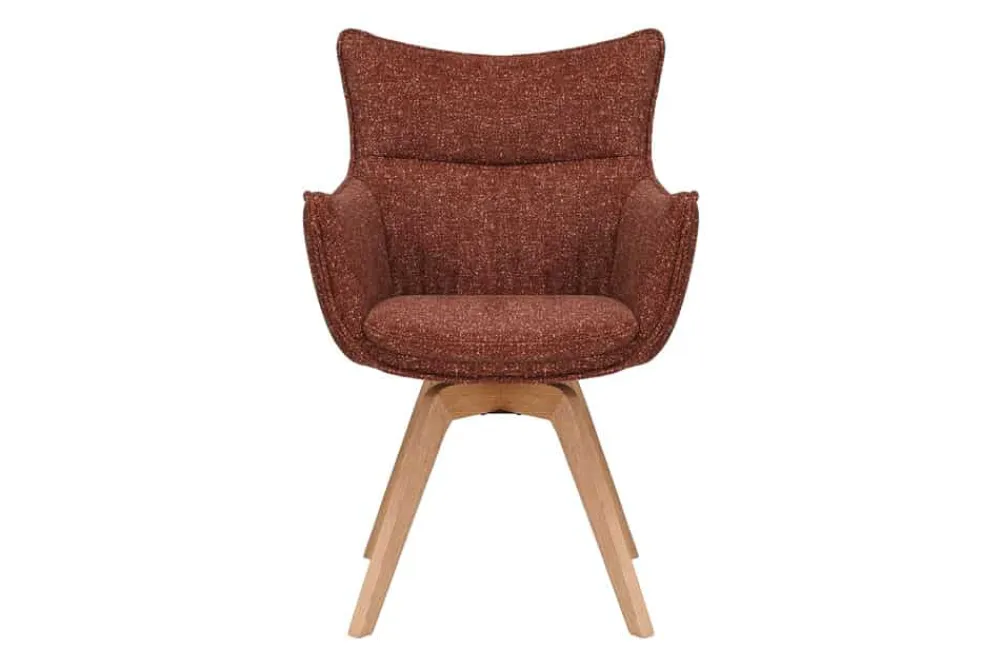 Riess-Ambiente Skandinavisch|Stühle > Drehbarer Design Stuhl VOGUE rost braun natur Strukturstoff Eichenholz 360° mit Armlehne
