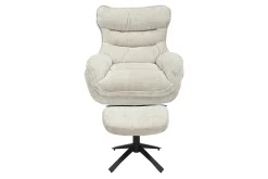Riess-Ambiente Sitzhocker|Retro Möbel > Drehbarer Hocker CLOUD champagner beige Chenillestoff schwarz Metall Fußhocker