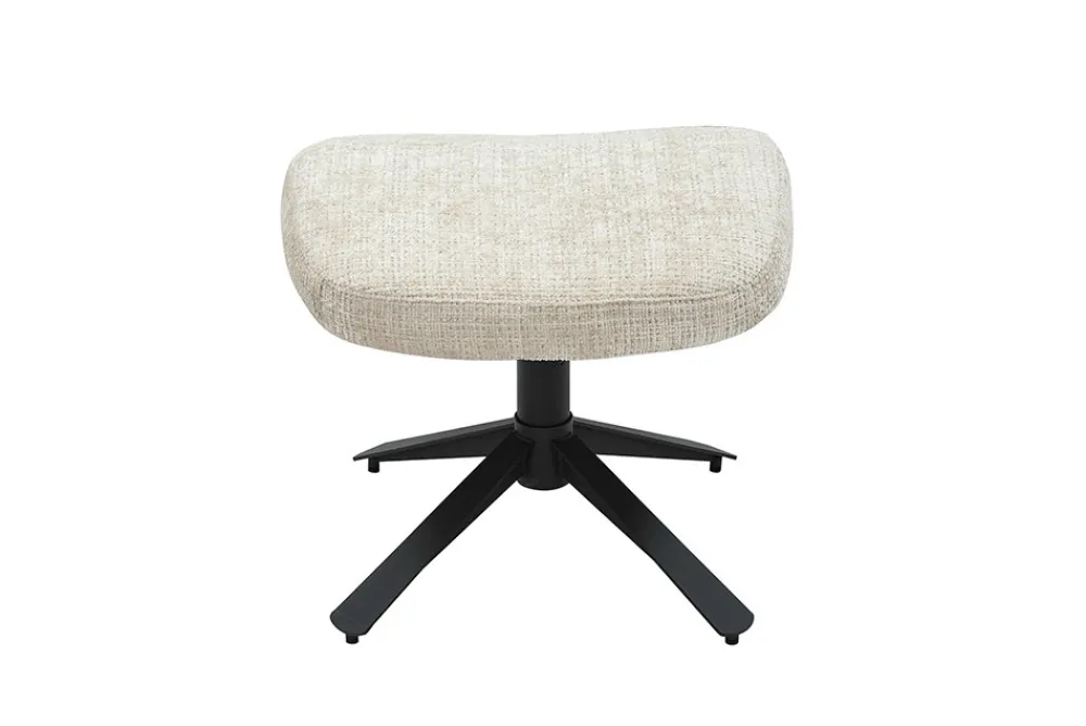 Riess-Ambiente Sitzhocker|Retro Möbel > Drehbarer Hocker CLOUD champagner beige Chenillestoff schwarz Metall Fußhocker