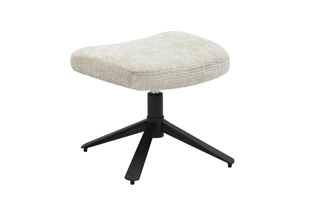 Riess-Ambiente Sitzhocker|Retro Möbel > Drehbarer Hocker CLOUD champagner beige Chenillestoff schwarz Metall Fußhocker