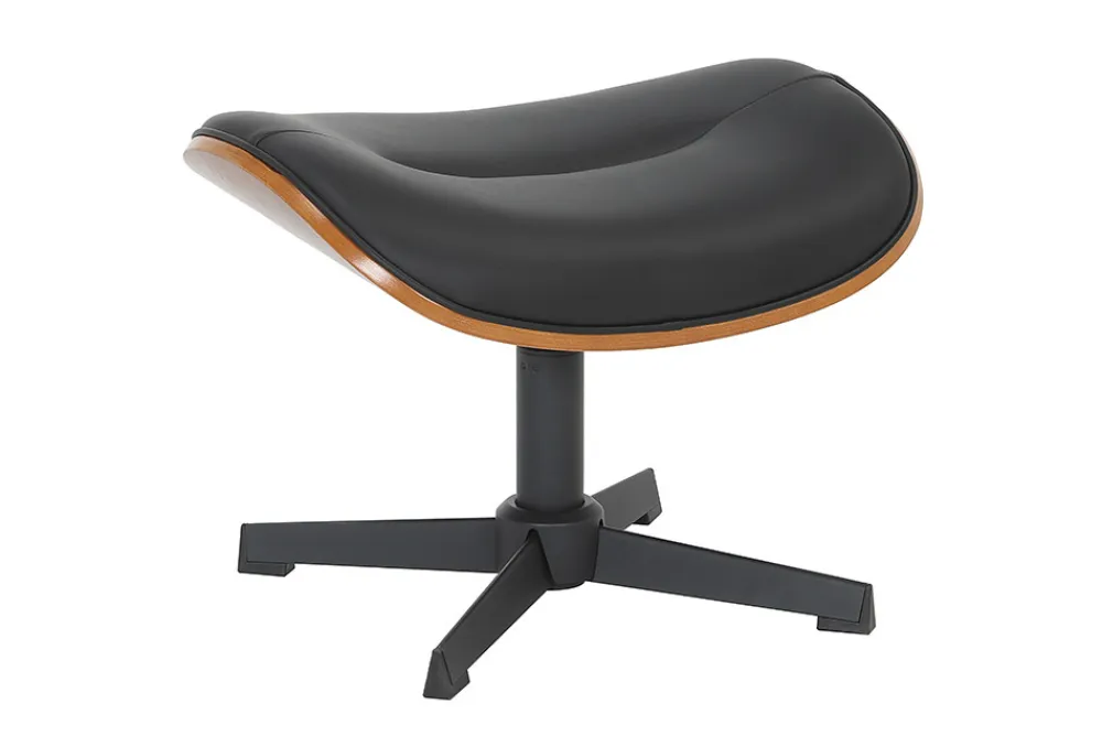 Riess-Ambiente Sitzhocker|Retro Möbel > Drehbarer Hocker VOGUE COMFORT schwarz Kunstleder braun Walnuss-Design