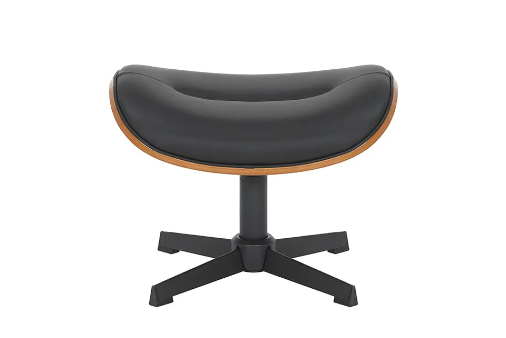 Riess-Ambiente Sitzhocker|Retro Möbel > Drehbarer Hocker VOGUE COMFORT schwarz Kunstleder braun Walnuss-Design
