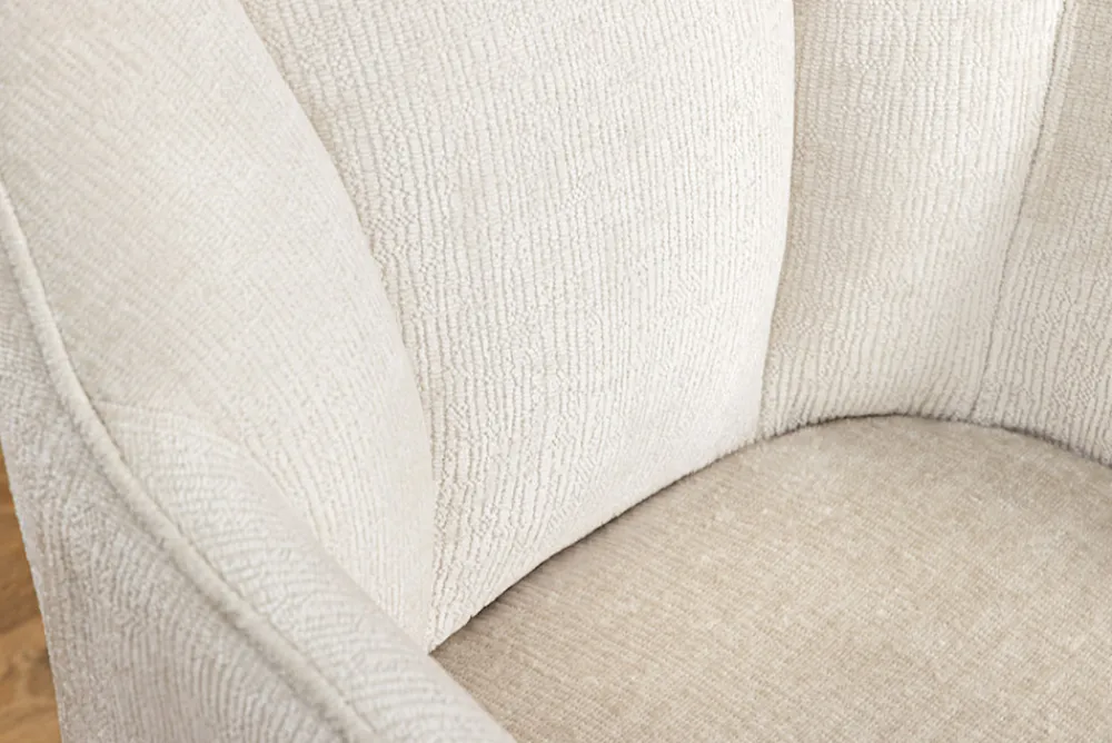 Riess-Ambiente Skandinavisch|Retro Möbel > Drehbarer Retro Stuhl AVIGNON beige Chenille schwarze Metallbeine