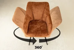 Riess-Ambiente Retro Möbel|Stühle > Drehbarer Retro Stuhl AVIGNON rost braun Chenille schwarze Metallbeine