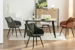 Riess-Ambiente Retro Möbel|Stühle > Drehbarer Retro Stuhl AVIGNON rost braun Chenille schwarze Metallbeine