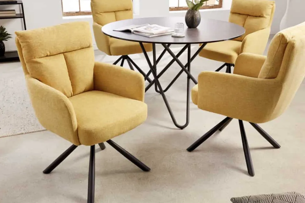 Riess-Ambiente Retro Möbel|Skandinavisch > Drehbarer Retro Stuhl BIG GEORGE senfgelb mit Armlehnen und Taschenfederkernpolsterung