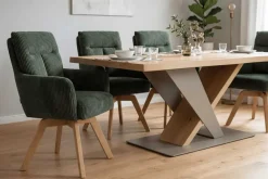 Riess-Ambiente Retro Möbel|Stühle > Drehbarer Retro Stuhl BIG GEORGE grün Cord Buchenholz Taschenfederkern mit Armlehnen