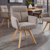 Riess-Ambiente Retro Möbel|Stühle > Drehbarer Retro Stuhl BIG GEORGE greige Cord Buchenholz Taschenfederkern mit Armlehnen