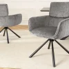 Riess-Ambiente Retro Möbel|Stühle > Drehbarer Retro Stuhl UNIQUE grau Chenille schwarzes Metallgestell mit Armlehne