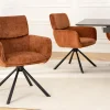 Riess-Ambiente Retro Möbel|Stühle > Drehbarer Retro Stuhl UNIQUE rost braun Chenille schwarze Metallbeine mit Armlehne