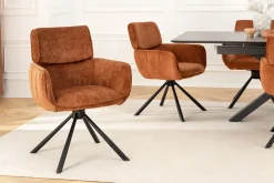 Riess-Ambiente Retro Möbel|Stühle > Drehbarer Retro Stuhl UNIQUE rost braun Chenille schwarze Metallbeine mit Armlehne