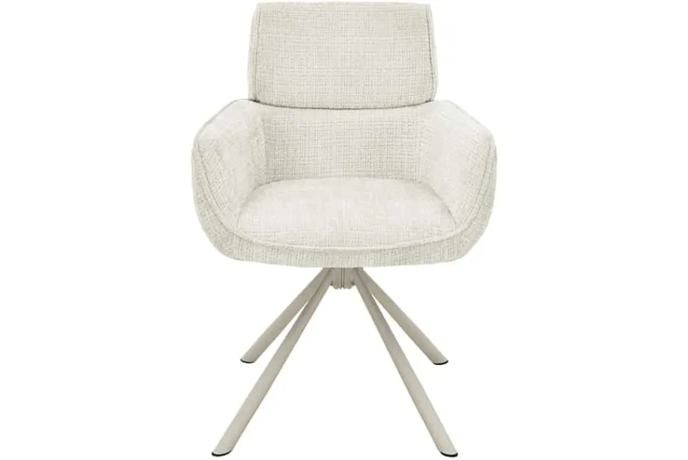 Riess-Ambiente Skandinavisch|Retro Möbel > Drehbarer Retro Stuhl UNIQUE beige Chenille Cremona Metall champagner-beige