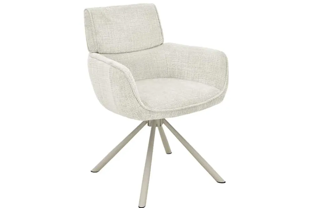Riess-Ambiente Skandinavisch|Retro Möbel > Drehbarer Retro Stuhl UNIQUE beige Chenille Cremona Metall champagner-beige