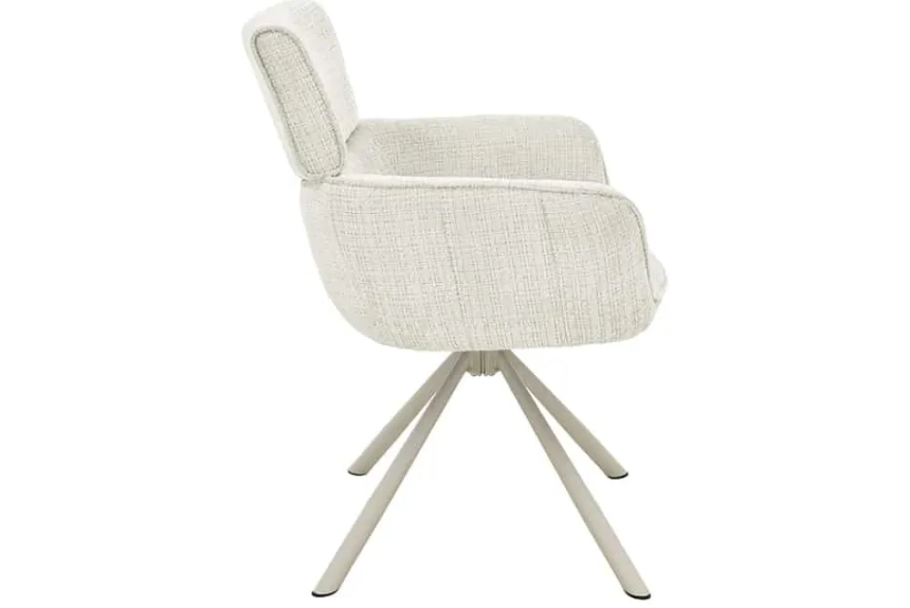 Riess-Ambiente Skandinavisch|Retro Möbel > Drehbarer Retro Stuhl UNIQUE beige Chenille Cremona Metall champagner-beige
