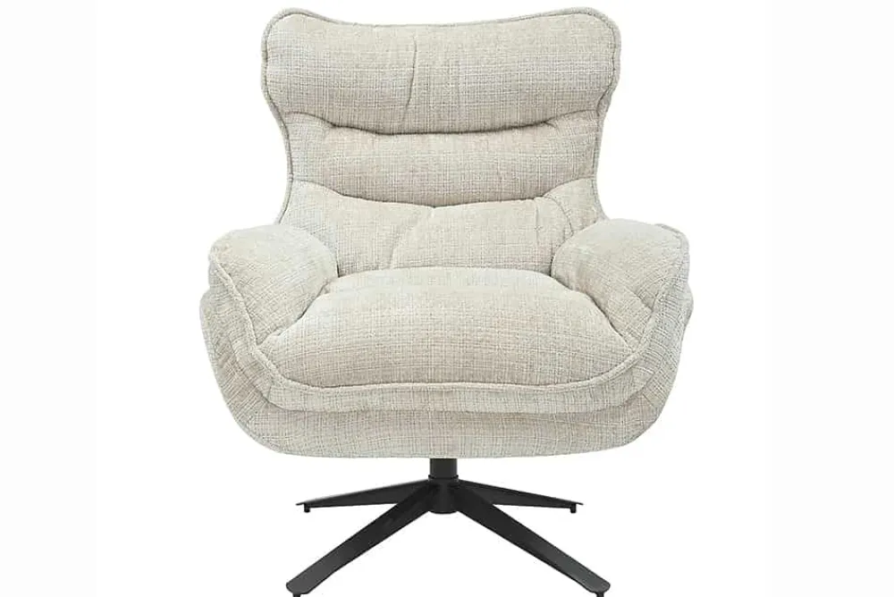 Riess-Ambiente Loungesessel|Sessel > Drehbarer Sessel CLOUD champagner beige Chenille schwarz Metall