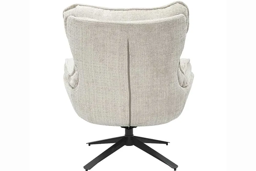 Riess-Ambiente Loungesessel|Sessel > Drehbarer Sessel CLOUD champagner beige Chenille schwarz Metall