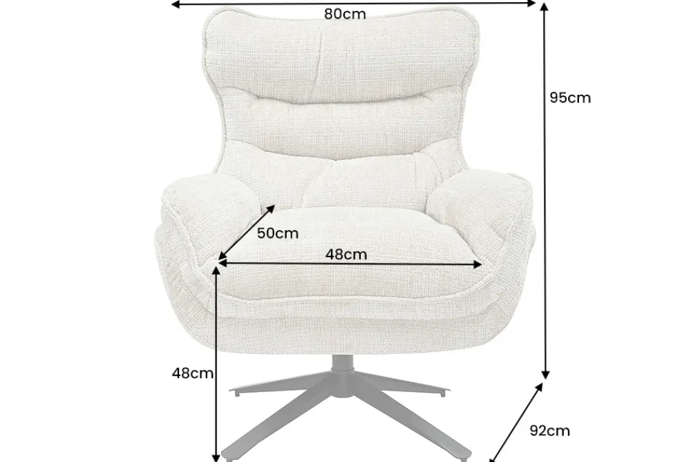 Riess-Ambiente Loungesessel|Sessel > Drehbarer Sessel CLOUD champagner beige Chenille schwarz Metall