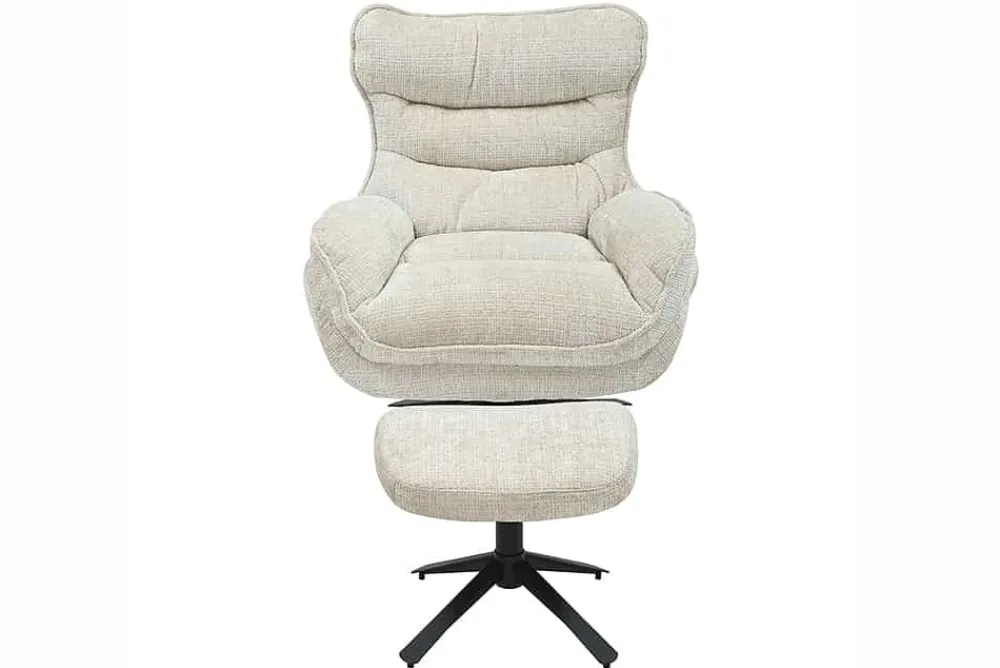 Riess-Ambiente Loungesessel|Sessel > Drehbarer Sessel CLOUD champagner beige Chenille schwarz Metall