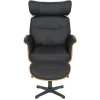 Riess-Ambiente Sessel|Retro Möbel > Drehbarer Sessel VOGUE COMFORT schwarz Kunstleder braun Walnuss-Design mit Armlehne