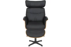 Riess-Ambiente Sessel|Retro Möbel > Drehbarer Sessel VOGUE COMFORT schwarz Kunstleder braun Walnuss-Design mit Armlehne