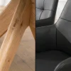 Riess-Ambiente Skandinavisch|Stühle > Drehbarer Stuhl ALMARA schwarz Echtleder 360° Taschenfederkern natur Eiche Massivholz