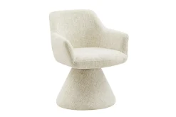 Riess-Ambiente Retro Möbel|Stühle > Drehbarer Stuhl AMBIENTO beige Chenille 180° mit Auto-Return Polsterstuhl