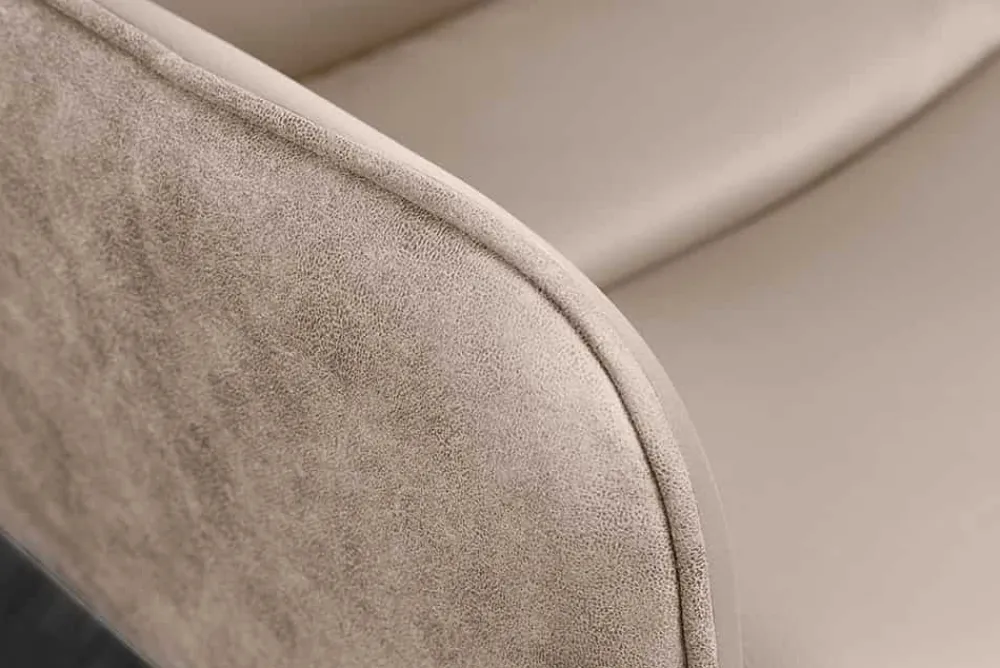 Riess-Ambiente Retro Möbel|Stühle > Drehbarer Stuhl BIG GEORGE beige Echtleder Microfaser mit Armlehne schwarze Metallbeine
