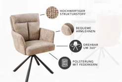 Riess-Ambiente Stühle > Drehbarer Stuhl BIG GEORGE beige Strukturstoff Taschenfederkern mit Armlehne Metall
